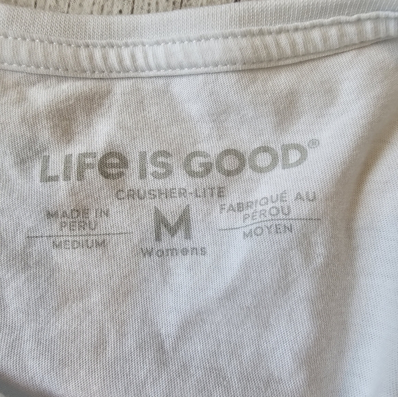 Life Is Good Women’s Size Medium White Crusher Lite Keep It Simple Shirt Summer - Picture 6 of 8